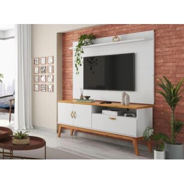 Imagem de Rack + Painel SI 1.60m Estilo Retrô Para TV Até 60'' Cor Branco / Cina