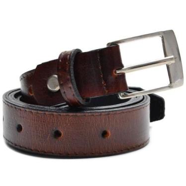 Imagem de Cinto Masculino Couro Liso Fivela Casual - San Lorenzo, Whisky, M