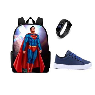 Imagem de Bolsa Masculina Lançamento Escolar Juvenil Mais Relógio Led Digital E 