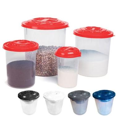 Imagem de MB_4003  Kit 4 Pote Organizadores Redondo para Guardar Mantimentos, Ve