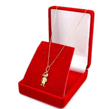 Imagem de Cordão Feminino 50cm Ouro 18k Colar Pingente Menino Futebol - DR Joias