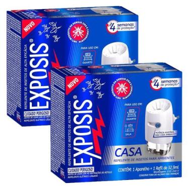 Imagem de Kit 2 Aparelhos Elétrico + Refil Repelente Líquido Exposis Casa 32,9ml