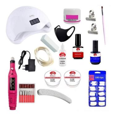 Imagem de Kit Unhas Acrigel Gel Fibra Profissional Cabine Led Completo 1111 - Ma