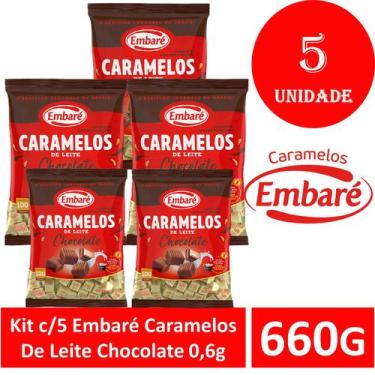 Imagem de Kit c/5 Embaré Caramelos De Leite Chocolate 660g - EMBARE
