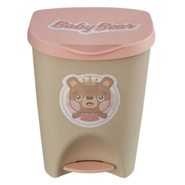 Imagem de Lixeira Multiuso 15L Com Pedal Baby Usual Utilidades, Rosa