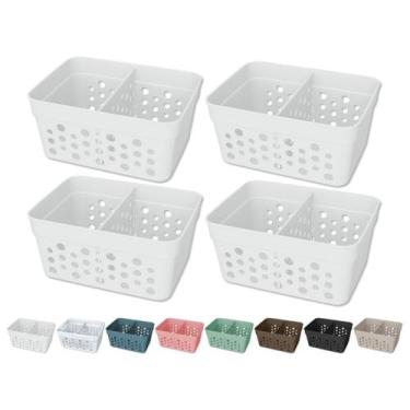 Imagem de Kit 4 Cesto Organizador Trama Rattan c/ Divisória Removível - Usual Ut