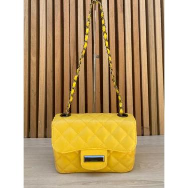 Imagem de Bolsa Feminina Ombro Transversal Alça Corrente - MANU SHOES, Amarelo, 