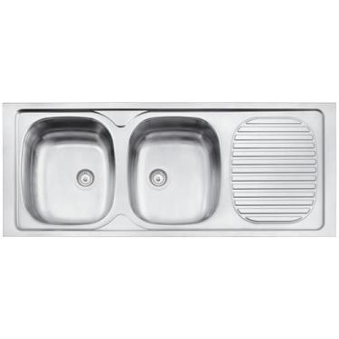 Imagem de Pia de Apoio Tramontina Stratta 2C 34 R em Aço Inox 120 x 50 cm com 2 