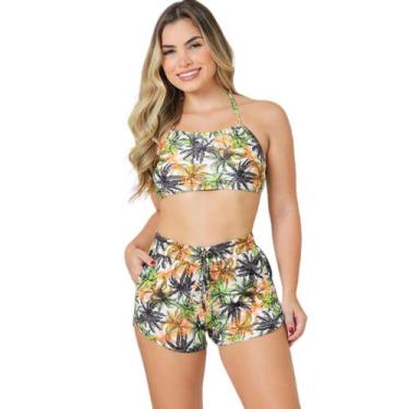 Imagem de Conjunto de Biquini Cropped e Short Adulto Juvenil do P ao Plus Size C