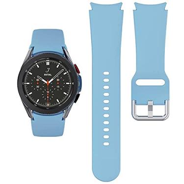 Imagem de KIMAIXA Pulseira para Galaxy Watch 5 de 40 mm e 44 mm/Galaxy Watch 5 Pro 45 mm/Galaxy Watch 4 40 mm 44 mm/Galaxy Watch 4 Classic Band 42 mm 46 mm, pulseira esportiva de silicone de 20 mm, pulseira feminina e masculina, azul claro