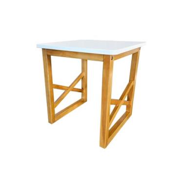 Imagem de Mesa De Centro Em Madeira Quadrada Lateral Apoio Sofá - D'Elfos Decora