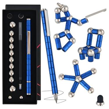 Imagem de Burrneri Caneta azul Fidget caneta magnética de descompressão com ímã, multifuncional, presentes exclusivos para meninas e meninos - canetas esferográficas e fidget para adultos - Brinquedo Fidget