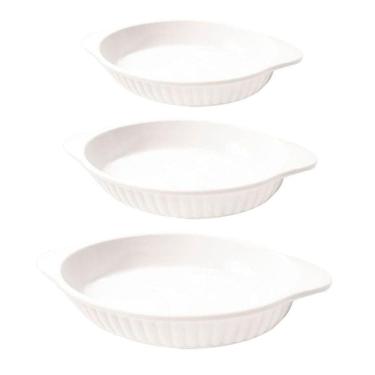 Imagem de Jogo De Travessas Melamina Oval Branca 3 Peças