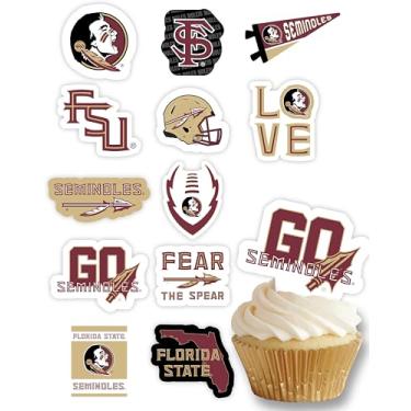 Imagem de FSU Cupcake Topper Artigos de festa para futebol, aniversário, decorações de festa de formatura (24 peças) (Florida State Seminoles)