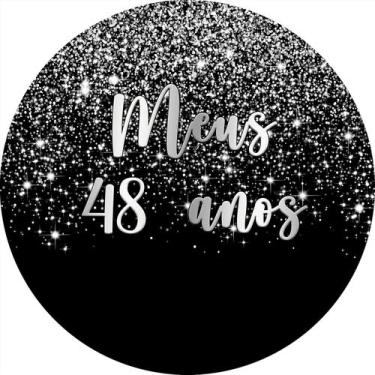 Imagem de Painel De Festa Redondo 1,50x1,50 - Efeito Glitter Prata Caindo Meus 4