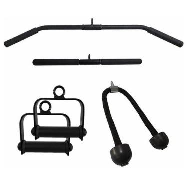 Imagem de Kit 1 Barra Puxador Costas 1 Triceps Reto 2 Estribos 1 Corda - FamaFit