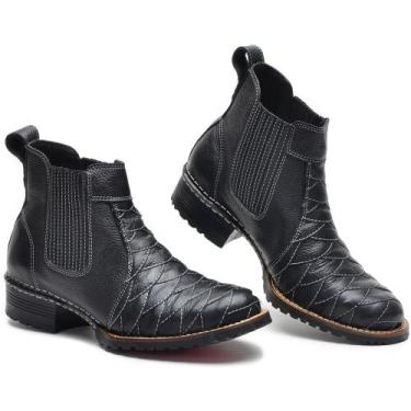 Imagem de Botina Masculina Couro Trabalho Cano Baixo Blaqueada - ClaCle, Preto, 