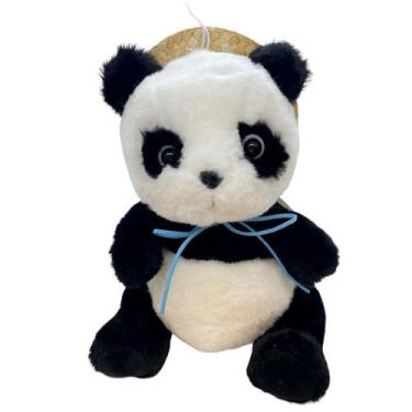 Imagem de Urso Panda de Pelúcia com Chapéu de Palha - 25cm - 1 unidade - Rizzo