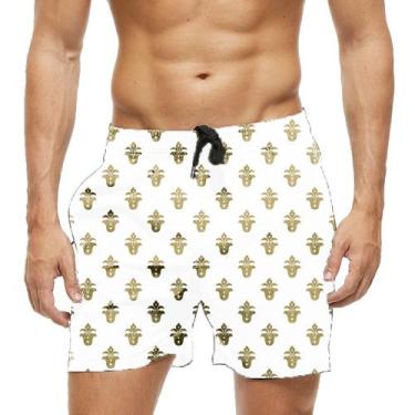 Imagem de Short Praia Shorts Banho Bermuda Verão Símbolo Desenho Dourado Cartoon
