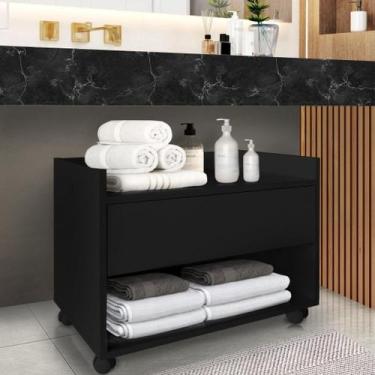 Imagem de Balcão Móvel de Banheiro MDF Organizador Gabinete com Rodízios SSX Mul