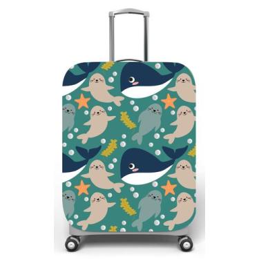 Imagem de Capa para mala de viagem G, medidas max C48x A75 x P29cm Baleia e Foca