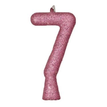 Imagem de Vela de Aniversário Puro Glitter Rose - Festcolor, 8, 7