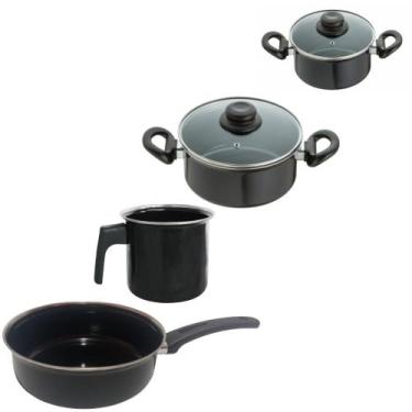 Imagem de Conjunto Panelas 4 peças Preto Cerâmica Indução Cooktop - JJB Utilidad