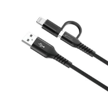 Imagem de Cabo iTrend USB-A para USB-C com Adaptador Lightning Preto iT-CBA2-1