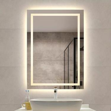 Imagem de Espelho jateado iluminado com led quente 50x80cm - Woodglass