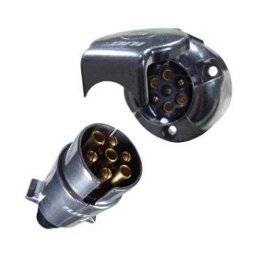 Imagem de Tomada engate aluminio 7 polos macho + femea redonda polarizada - DNI