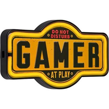 Imagem de American Vintage Sign Co. Placa De Neon De Led Para Jogadores, Decoração De Parede Retrô Inspirada No Vintage Para Caverna Do Homem, Sala De Jogos, Fliperama Ou Bar Em Casa (17” X 9,5” X 2”)