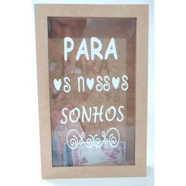 Imagem de Quadro Rolhas Cofrinho Cofre Viagem Porta Moedas 27x17cm mdf cru - son