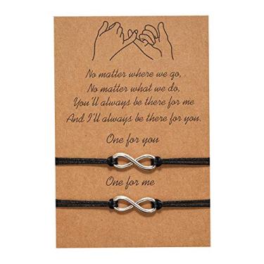Imagem de DORAFO Pulseiras combinando, pulseiras combinando para casais distantes, melhores amigos, namorado e namorada para uma boa memória e você nas costas, melhores presentes de relacionamento, Adjustable