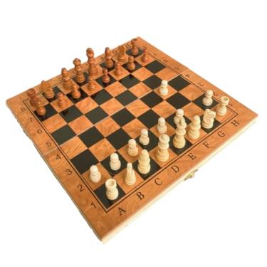Imagem de Jogo de Xadrez Tabuleiro Madeira Maleta Dobrável Portátil Brinquedo Educativo Infantil Peças (23 x 23 CM)