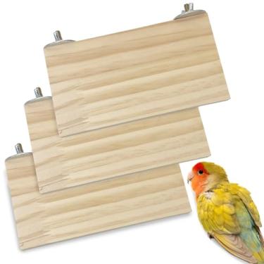 Imagem de Plataforma de madeira de pássaro Kathson, 16,5 cm × 6,5 cm, suporte de papagaio retangular, prateleira de canto para gaiolas de recreio para Conures Budgies Parakeets Cockatiels Lovebirds