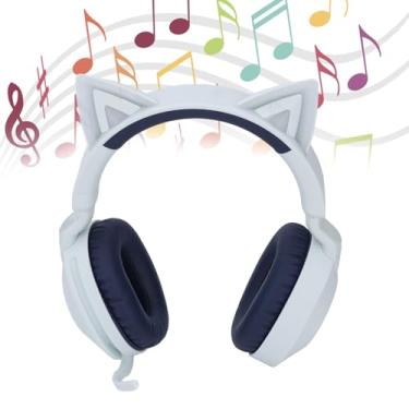 Imagem de Fones de Ouvido Cat, Fone de Ouvido Sem Fio Bluetooth para Jogos Com Microfone, Fone de Ouvido AUX de 3,5 Mm Com Fio, Iluminação RGB, Dobrável para PC, Telefone, Laptop e Tablet