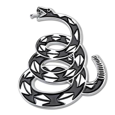 Imagem de Jawfait Adesivo de Carro de Metal 3D Dont Tread On Me, Decalque de Veículo Rattlesnake, Emblema Automotivo Da Bandeira de Gadsden para Caminhões Automotivos, Motocicletas, Vans (Prata)