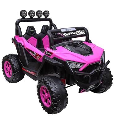 Imagem de Carro Jipe Elétrico UTV 4X4 12v Rosa com Som Música luz e Controle Remoto