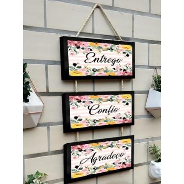 Imagem de Kit 3 Quadros Decorativos com Molduras Pretas e Cordas, Frases Inspiradoras em Português (Entrego 2)