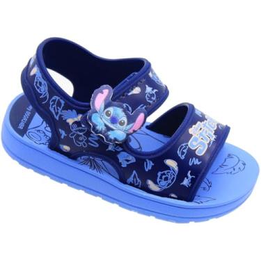 Imagem de Sandália Infantil Papete Menino Disney Diversão Stitch Azul Grendene Kids (Azul, BR, Criança de 1 a 3 anos, Numérico, 20)