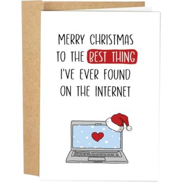 Imagem de Naixiwen Cartão de Natal engraçado de namoro online, cartão de Natal romântico para namoro na Internet para ele ela, cartão de Natal estranho da Internet para homens e mulheres, cartão de férias de