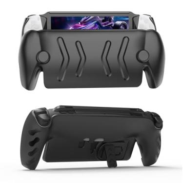 Imagem de EJGAME Capa protetora completa compatível com PlayStation Portal, capa traseira de TPU PS Portal com suporte ajustável e capa frontal removível (preto)