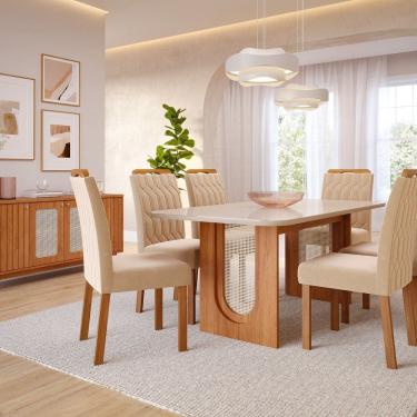 Imagem de Sala de Jantar Valentina 1,80 com 6 Cadeiras Paola Cinamomo/Offwhite/Nude