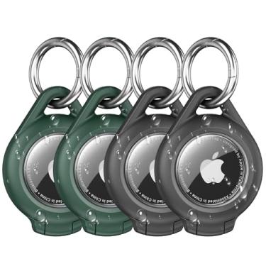 Imagem de Suporte impermeável para AirTag: pacote com 4 porta-chaves compatível com Apple AirTags, capa protetora ultra durável antiarranhões com chaveiro para bagagem, mochila, animal de estimação, bolsa,