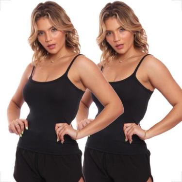 Imagem de Kit 2 Blusinha Alcinha Regata Fitness Canelada Básica - MC Digital, GG