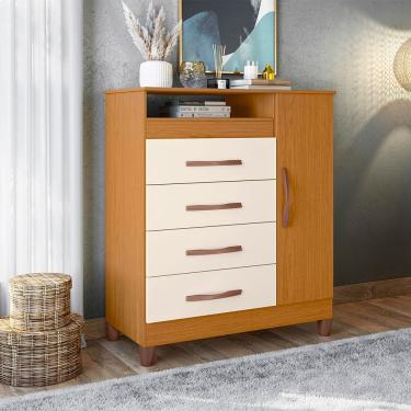 Imagem de Cômoda Palumoveis Turquesa com 1 Porta e 4 Gavetas – 84cm de Largura