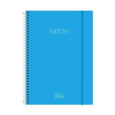 Imagem de Caderno Espiral Capa Dura  10 Matérias 200 Folhas Neon Azul