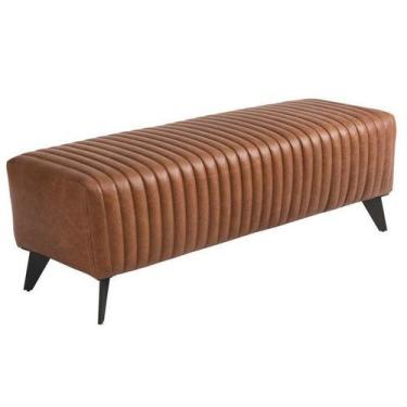 Imagem de Banco Estofado Pés Metal 1,47x0,47 Brooklin - Genérico, Corino Caramel