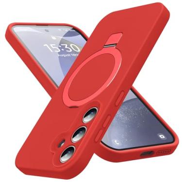 Imagem de KMAMBAG Capa Mag-Ring para Galaxy S24 Plus, silicone líquido [fator hidratante] Capa para celular Exreme macia e fina com suporte [compatível com MagSafe] para Samsung Galaxy S24 Plus de 6,7 polegadas