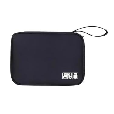 Imagem de Bolsa Organizadora de Cabos E Acessórios Eletrônicos Para Viagem Estojo Multifucional Para Pulseiras e Acessórios de Smart Watch Portátil Slim Premium Impermeável Porta Relógios (preto)
